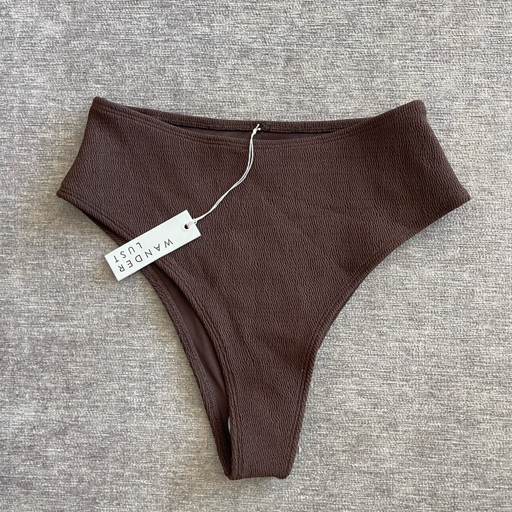 WANDERLUST BROWN HIGH WAISTED SWIMSUIT BOTTOMS | Sz S
